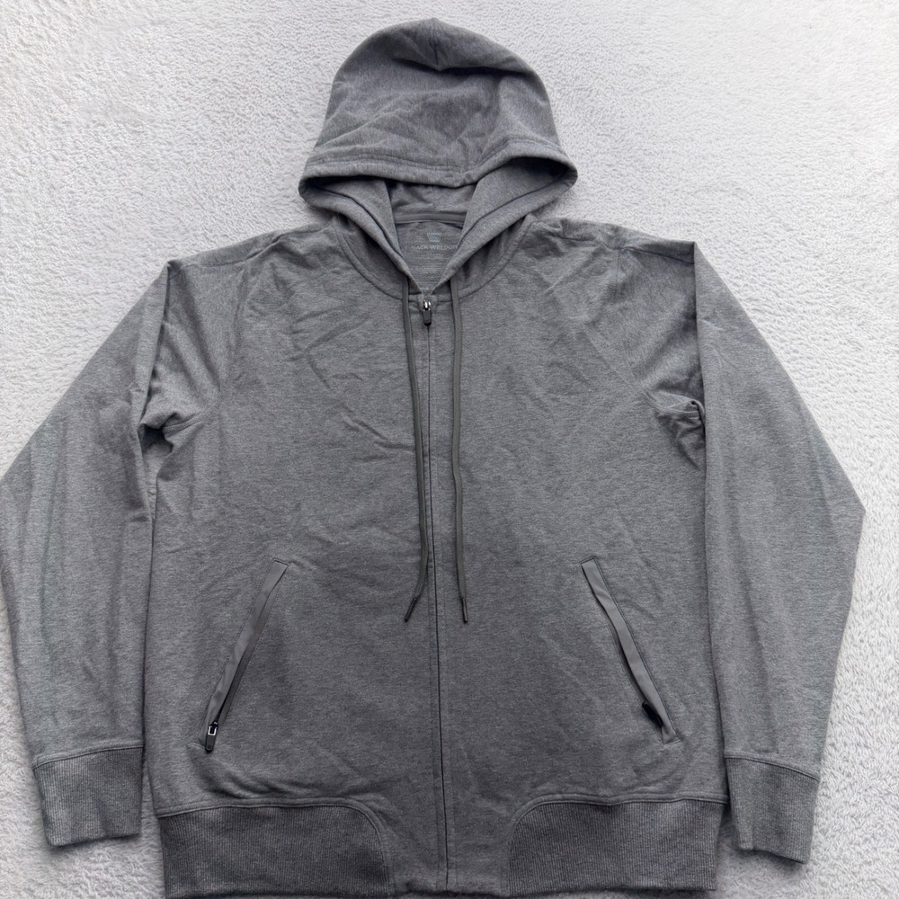 Mack Weldon Ace Full Zip Hoodie Mens Large Grey Cotton Spandex Sweatshirt 8584